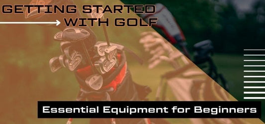 Hero image of two golf bags filled with golf clubs and text "Getting Started with Golf: Essential Equipment for Beginners"