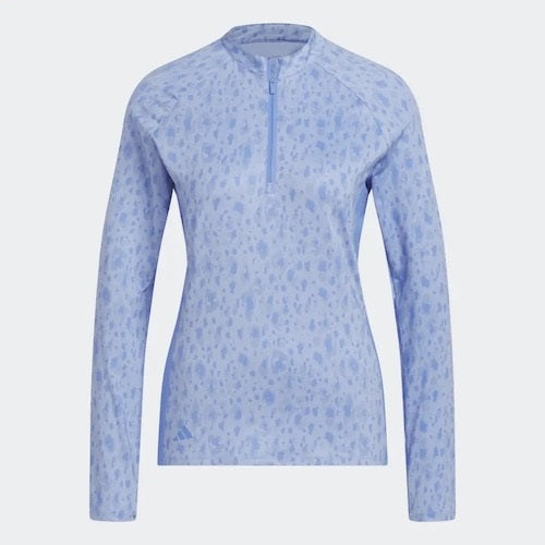 An image of Adidas Women's U365 Print Long Sleeve - Blue - S on a white background