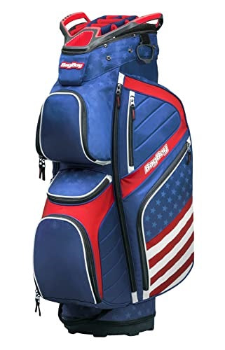 A hero image of a Bag Boy golf cart bag on a white background