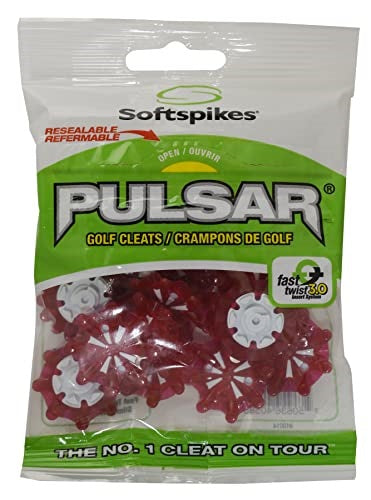 An image of NEW Softspikes Puslar Golf Cleats Red on a white background