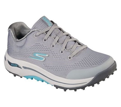 An image of Skechers Women's Go Golf Arch Fit - Balance - 123006 - Gray / Blue - 8.5 on a white background