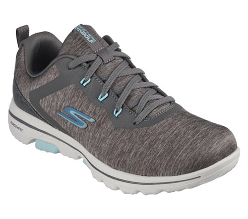An image of Skechers Women's Go Golf Walk 5 Golf Shoes - 123034 - Gray/Blue - 8.5 on a white background