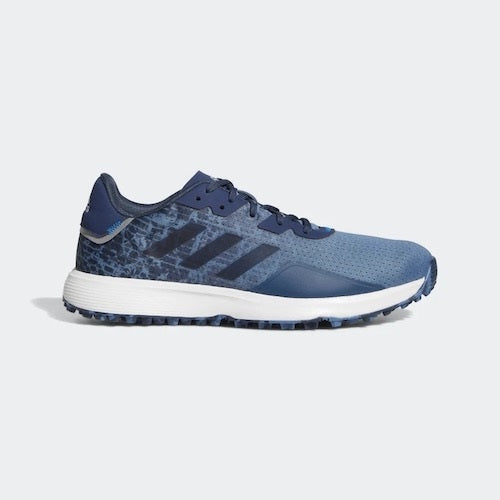 An image of Adidas S2G SL Golf Shoes - Cloud White/Grey - Blue / Navy / White - 9 on a white background