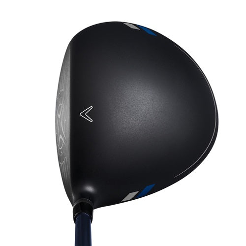 Black golf club head with a brand logo on a white background