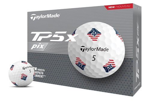 A hero image of TaylorMade TP5x Pix Golf Balls on a white background
