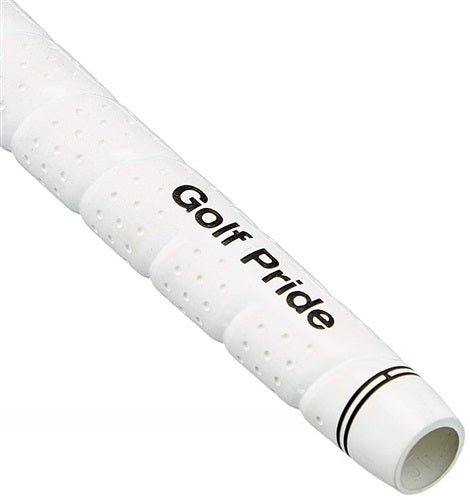 White golf club grip with 'Golf Pride' branding on a white background