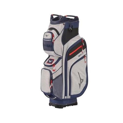 An image of Mizuno BR-D4C Golf Cart Bag - Heathered Grey/Navy on a white background