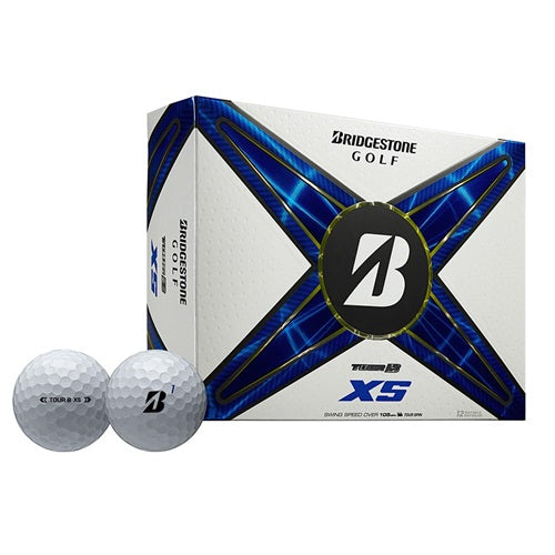 A hero image of Bridgestone Tour B XS golf balls in box on a white background