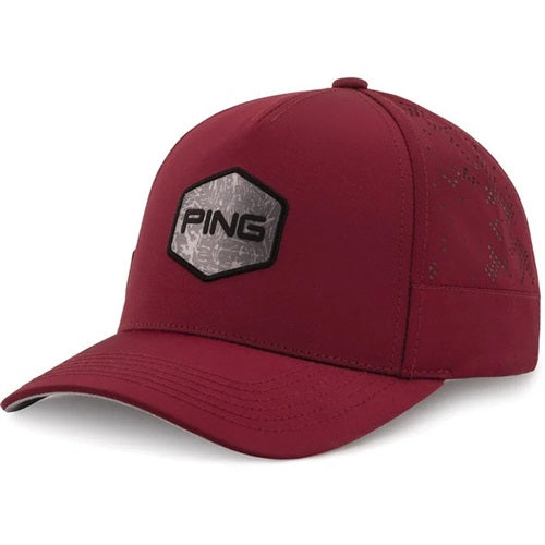 A hero image of a PING patch cap on a white background