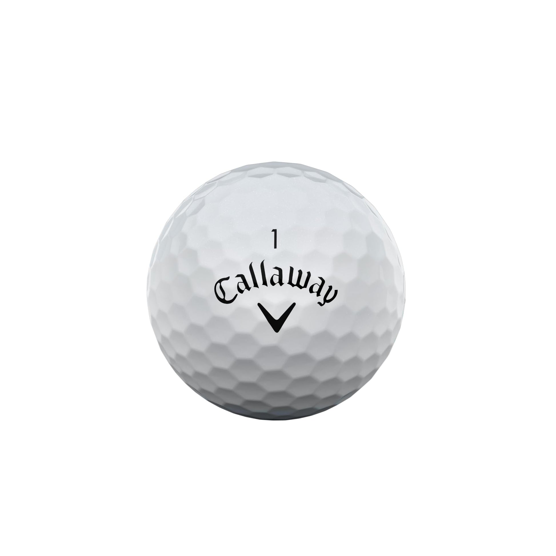 A hero image of a white Callaway Reva Golf Ball on a white background