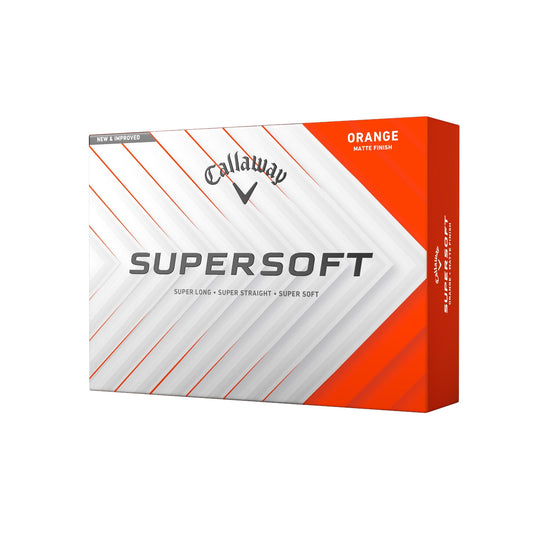 Hero image of dozen box of Callaway Supersoft Orange Golf Balls