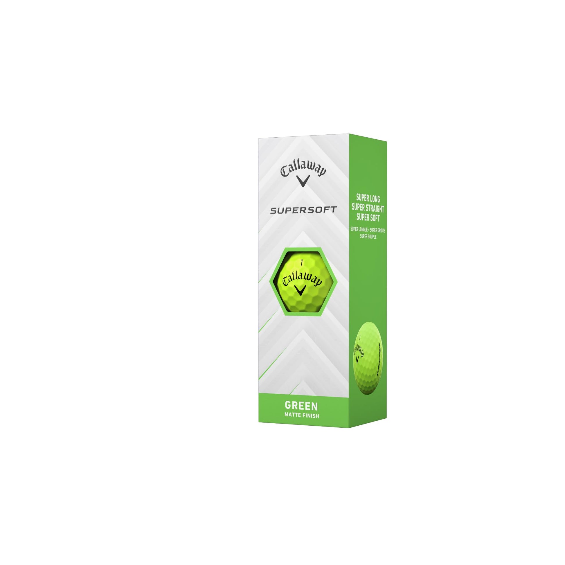 A sleeve of Green Callaway Supersoft Golf Balls