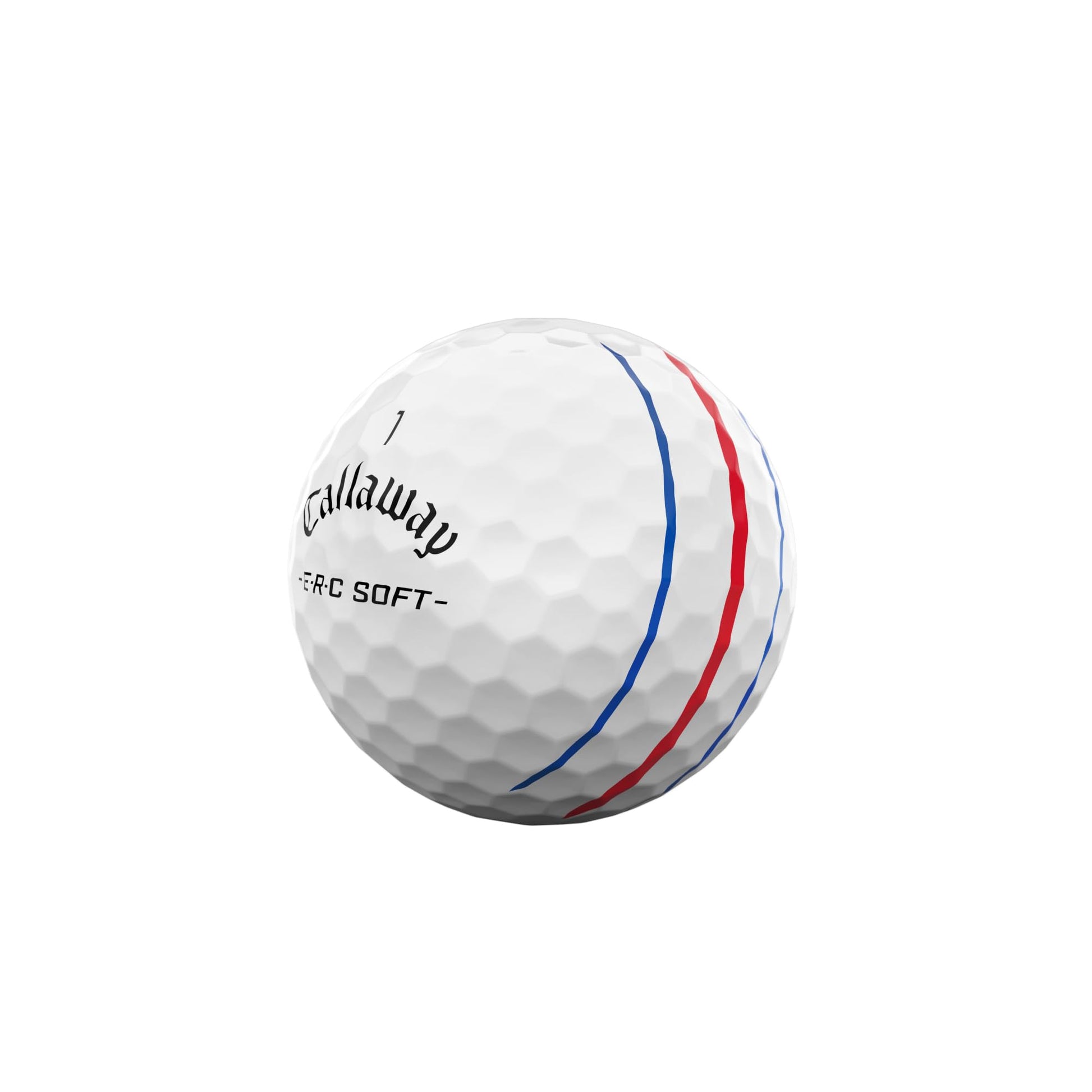 A hero image of a white Callaway ERC Soft Triple Track Golf Ball on a white background