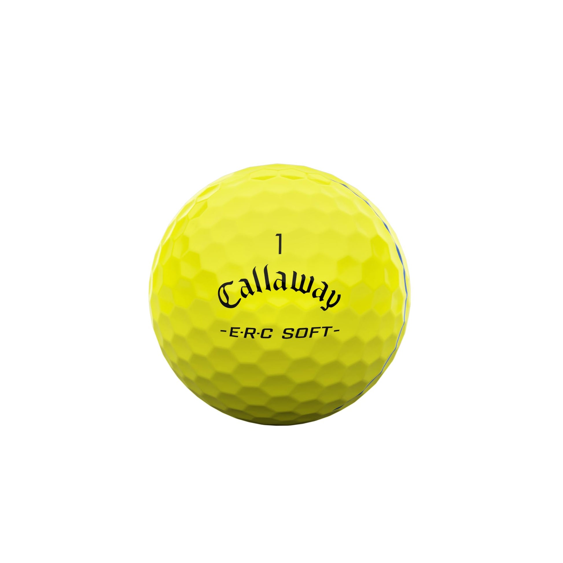 A hero image of a yellow Callaway ERC Soft Triple Track golf ball on a white background