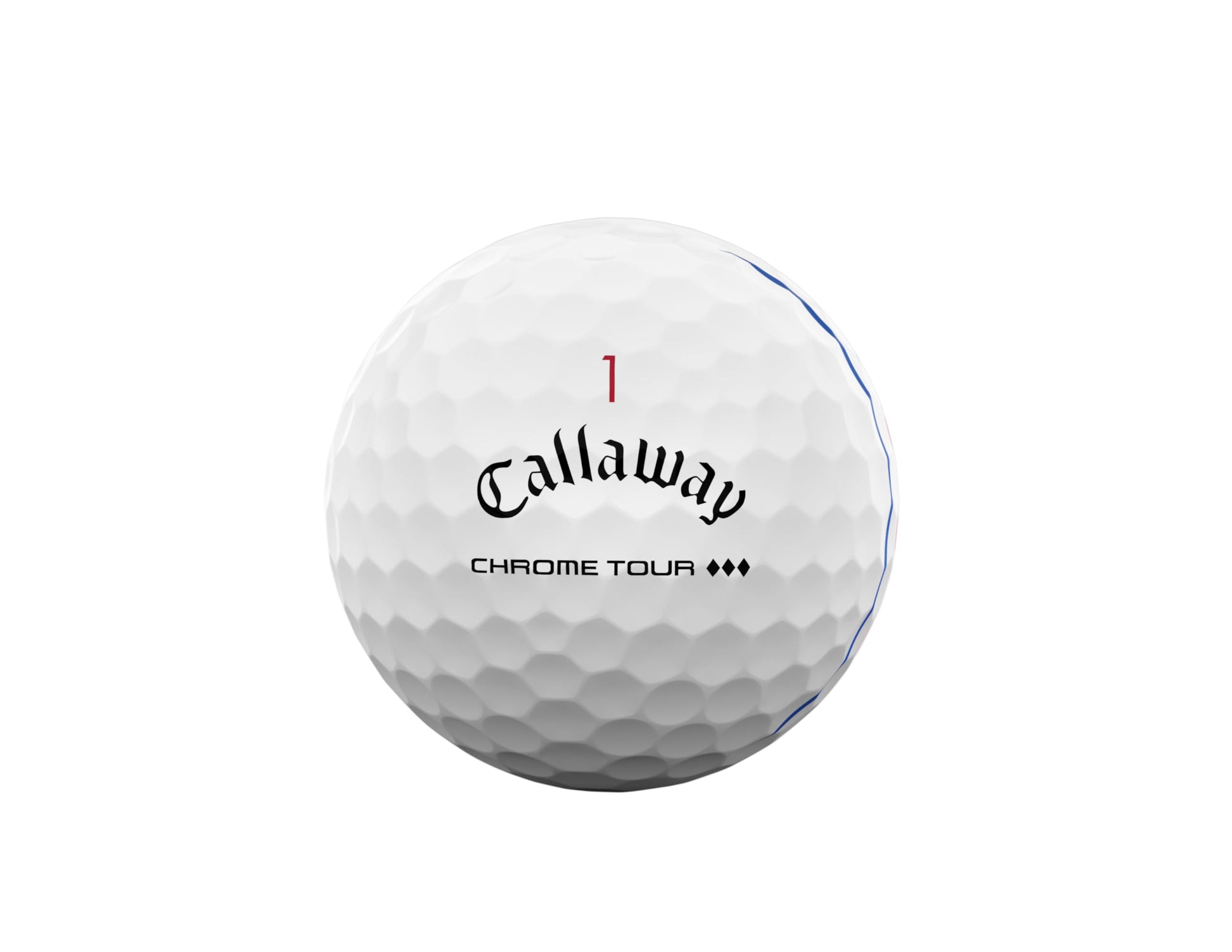 A hero image of a Callaway Chrome Tour Triple Diamond Triple Track Golf Ball on a white background