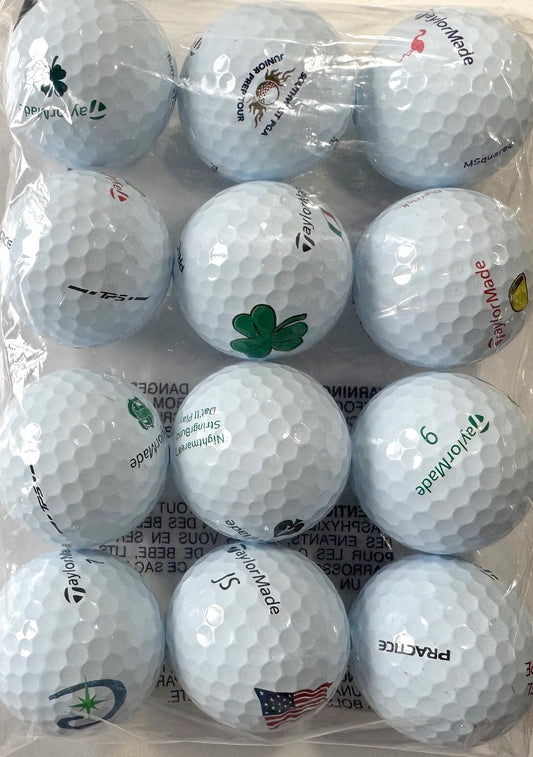 A image of one dozen mixed TaylorMade TP5 My Symbol Practice golf balls