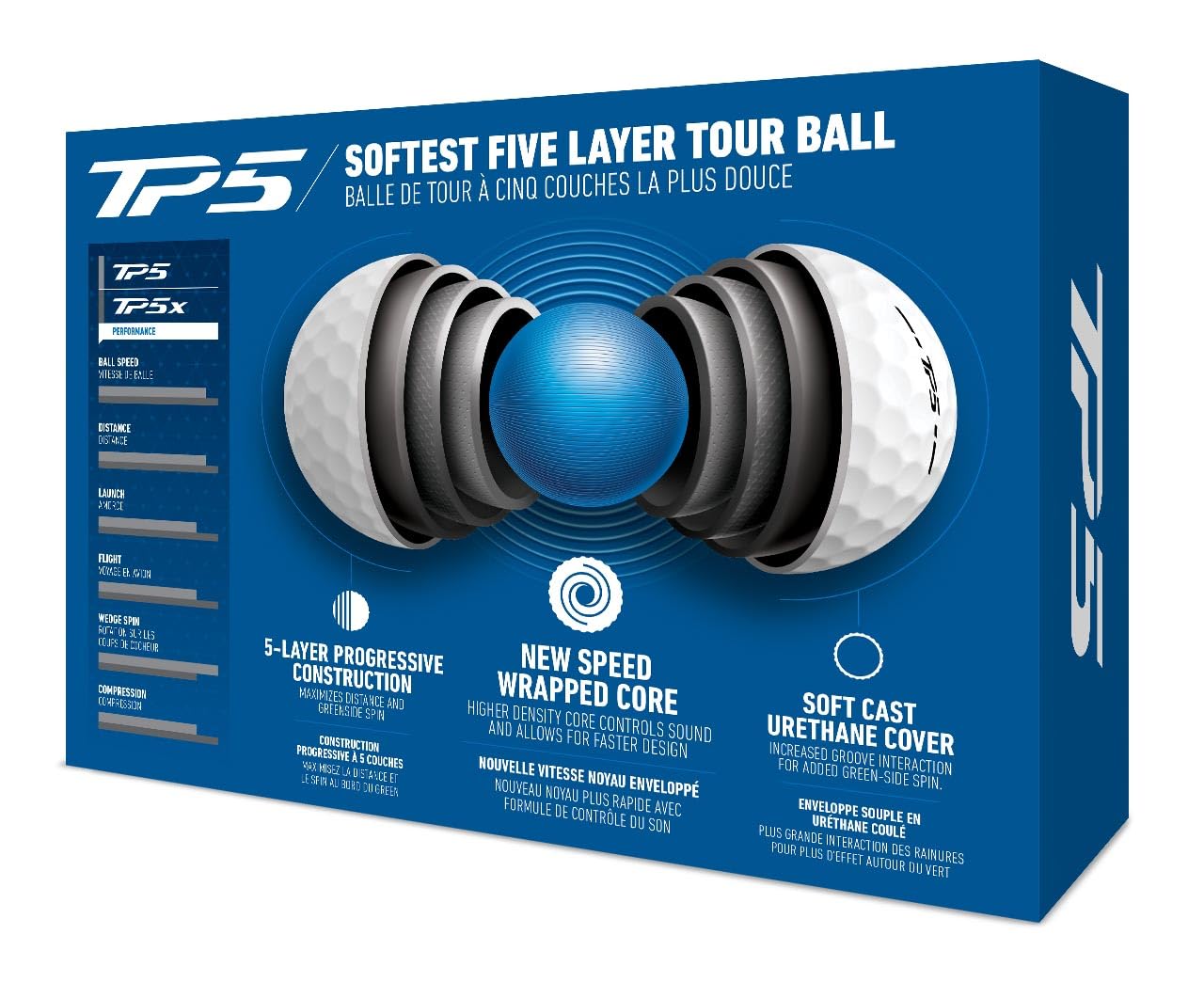 A box description of the TaylorMade TP5 Golf Balls