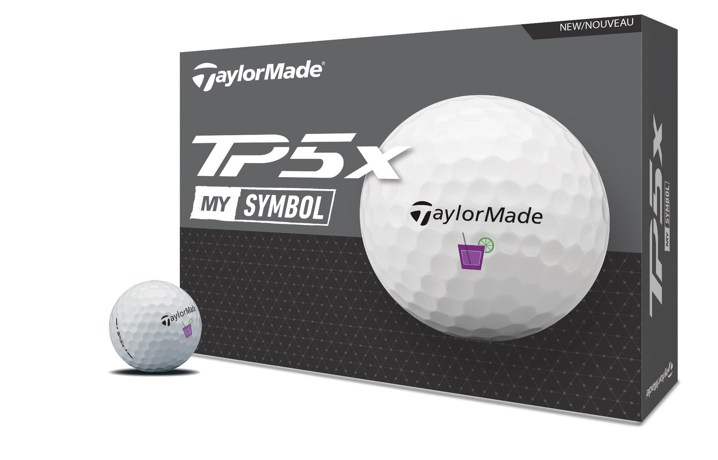 A box description of the TaylorMade TP5X My Symbol Golf Balls