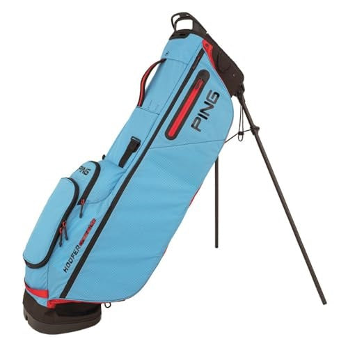 An image of PING Hoofer Craz-E-Lite 201C Stand Bag - Blue/Black/Red on a white background