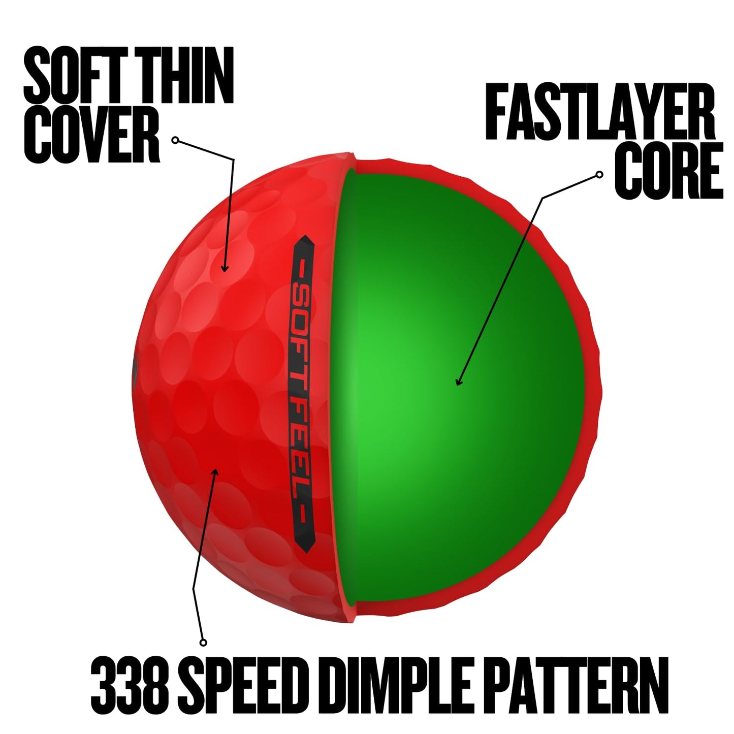 Srixon Soft Feel Brite Balls, Red