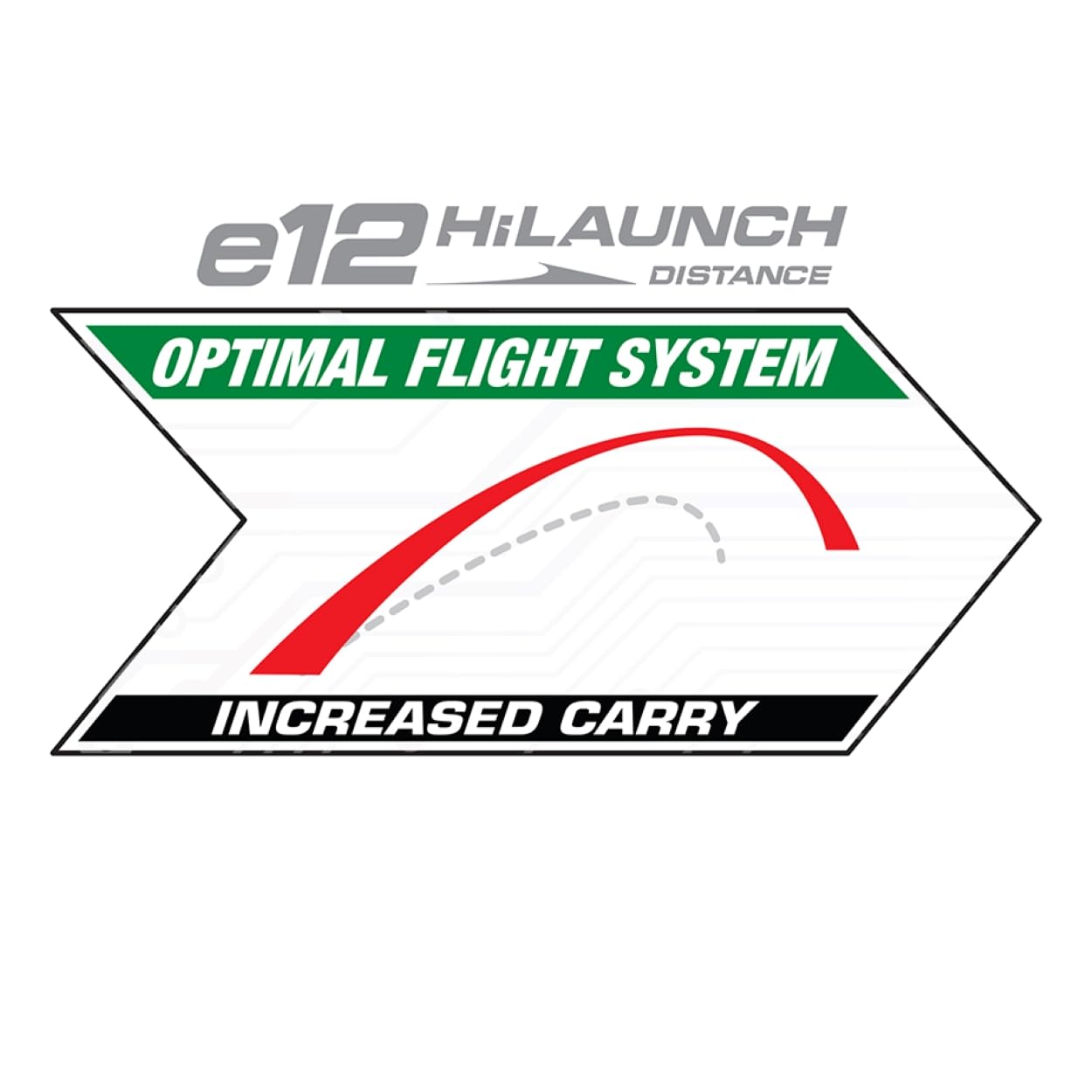 A description image depicting the Bridgestone e12 HiLaunch Distance Optimal Flight System