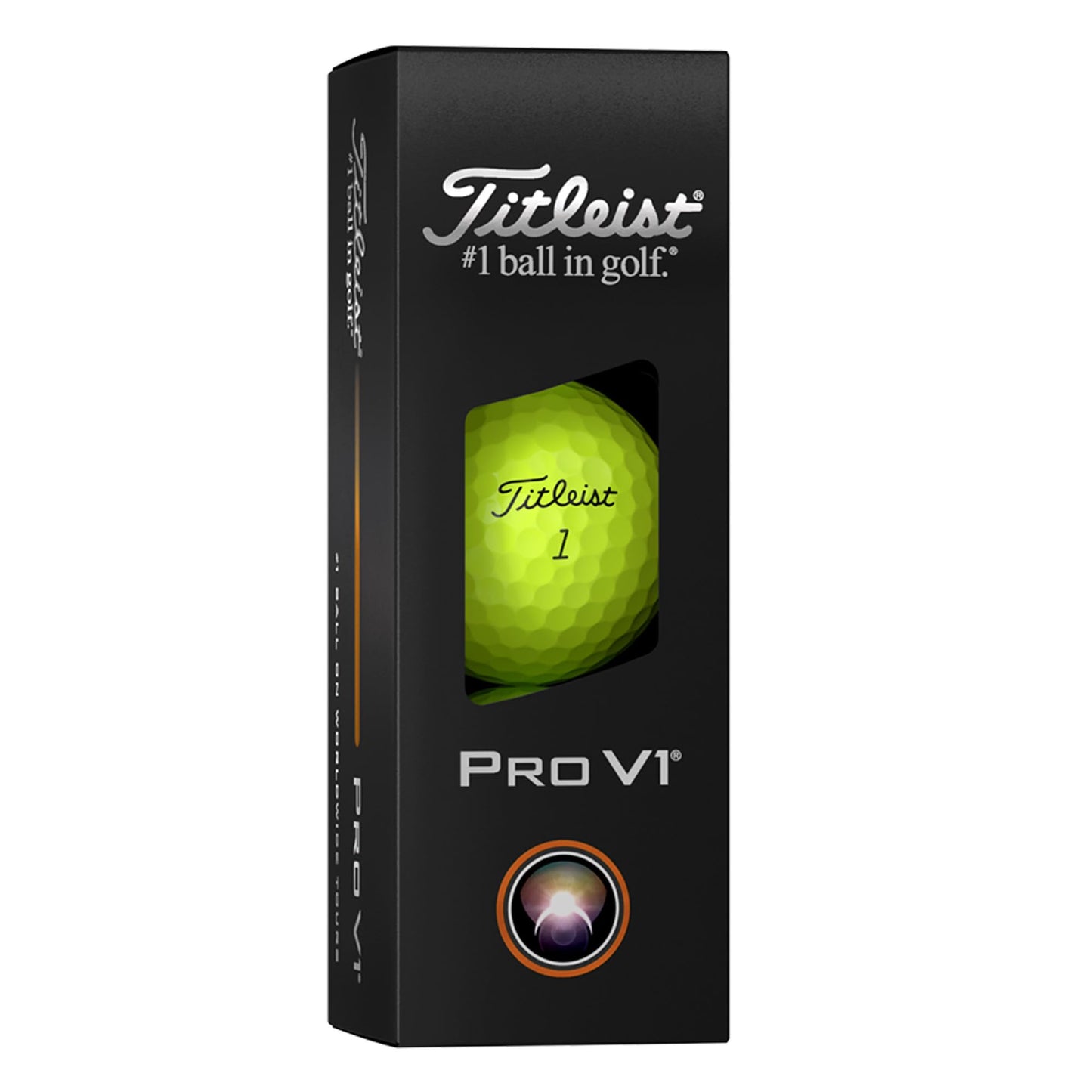 Titleist Pro V1 golf ball in packaging on a white background