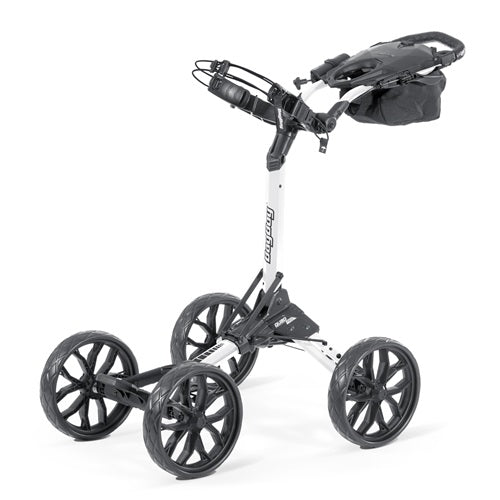 An image of Bag Boy Quad Pro Push Cart - White/Black on a white background