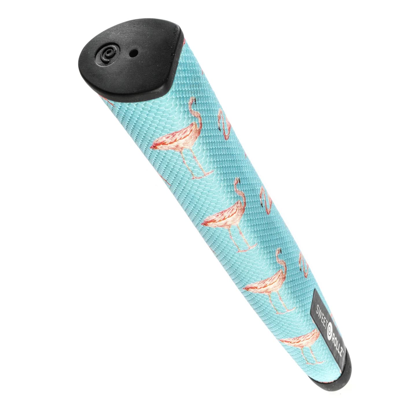 A product image of a Sweetrollz "South Beach" golf putter grip with Flamingo icons