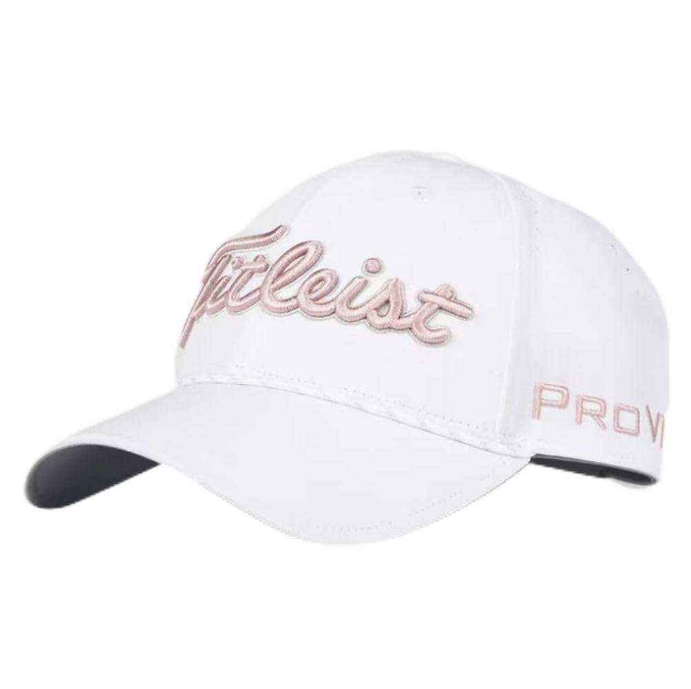 An image of Titleist Tour Breezer Hat (White/Soft Pink/Marble, Adjustable) Cap 2023 on a white background