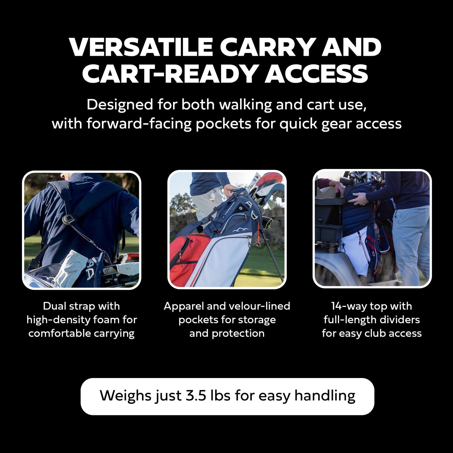 Ad image of Sun Mountain golf product features
