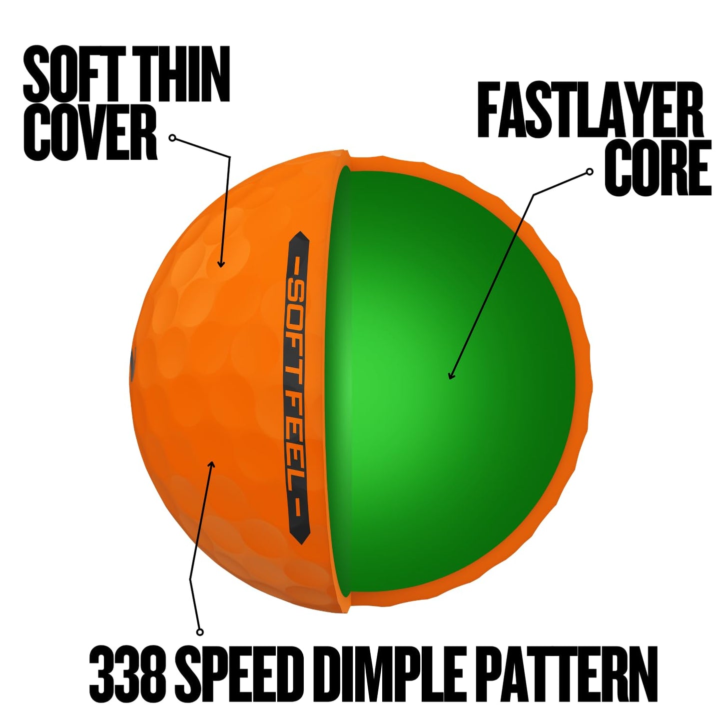 Srixon Soft Feel Brite Balls, Orange