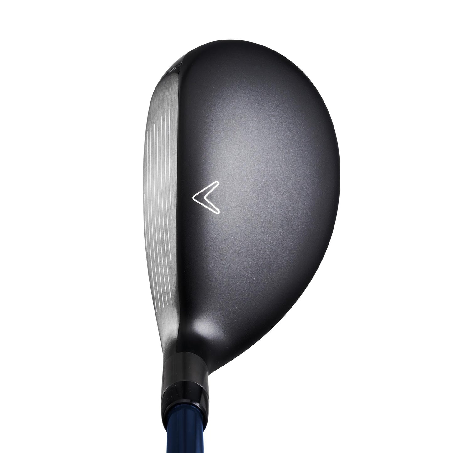 Golf club head with a brand logo on a white background