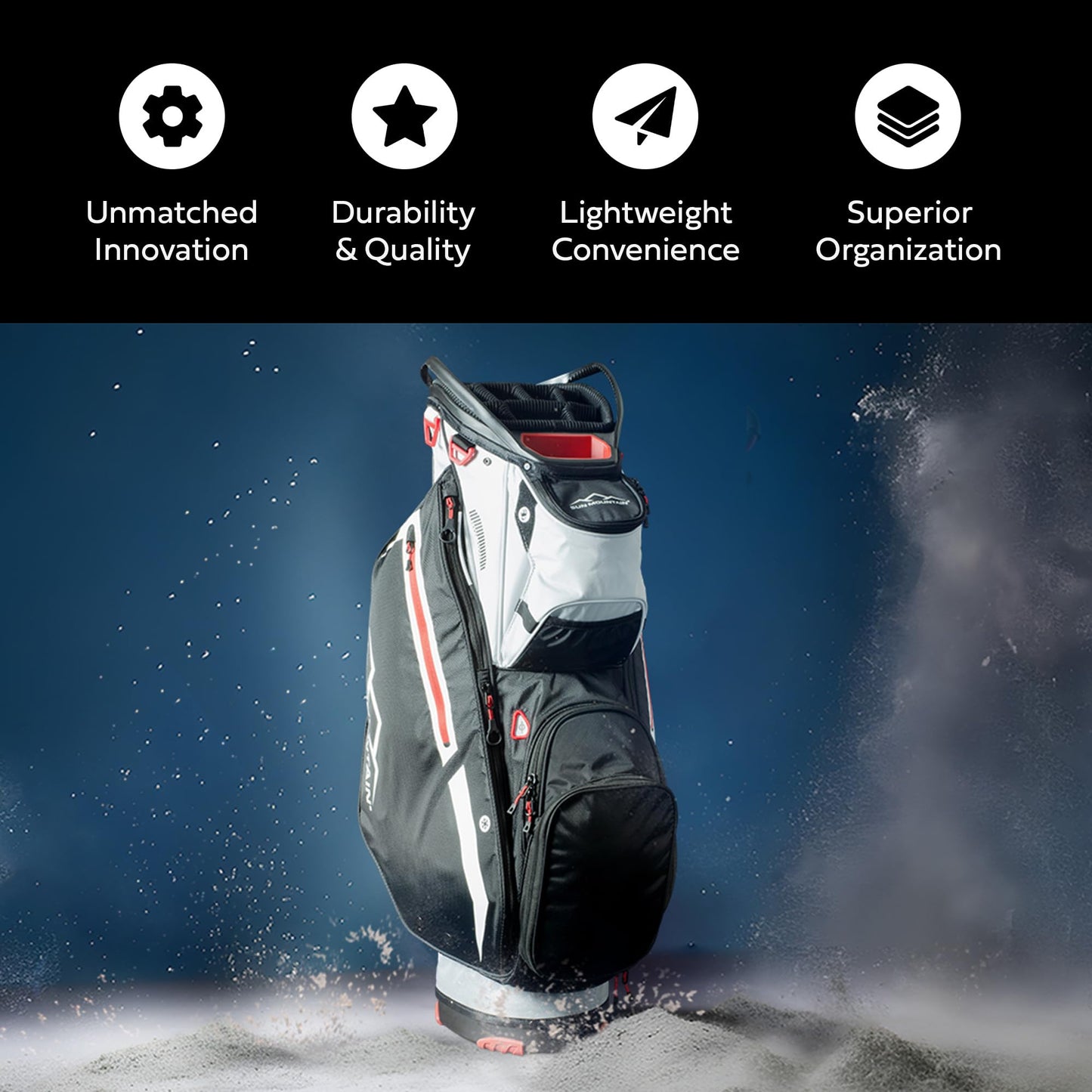 Ad image of Sun Mountain golf product features