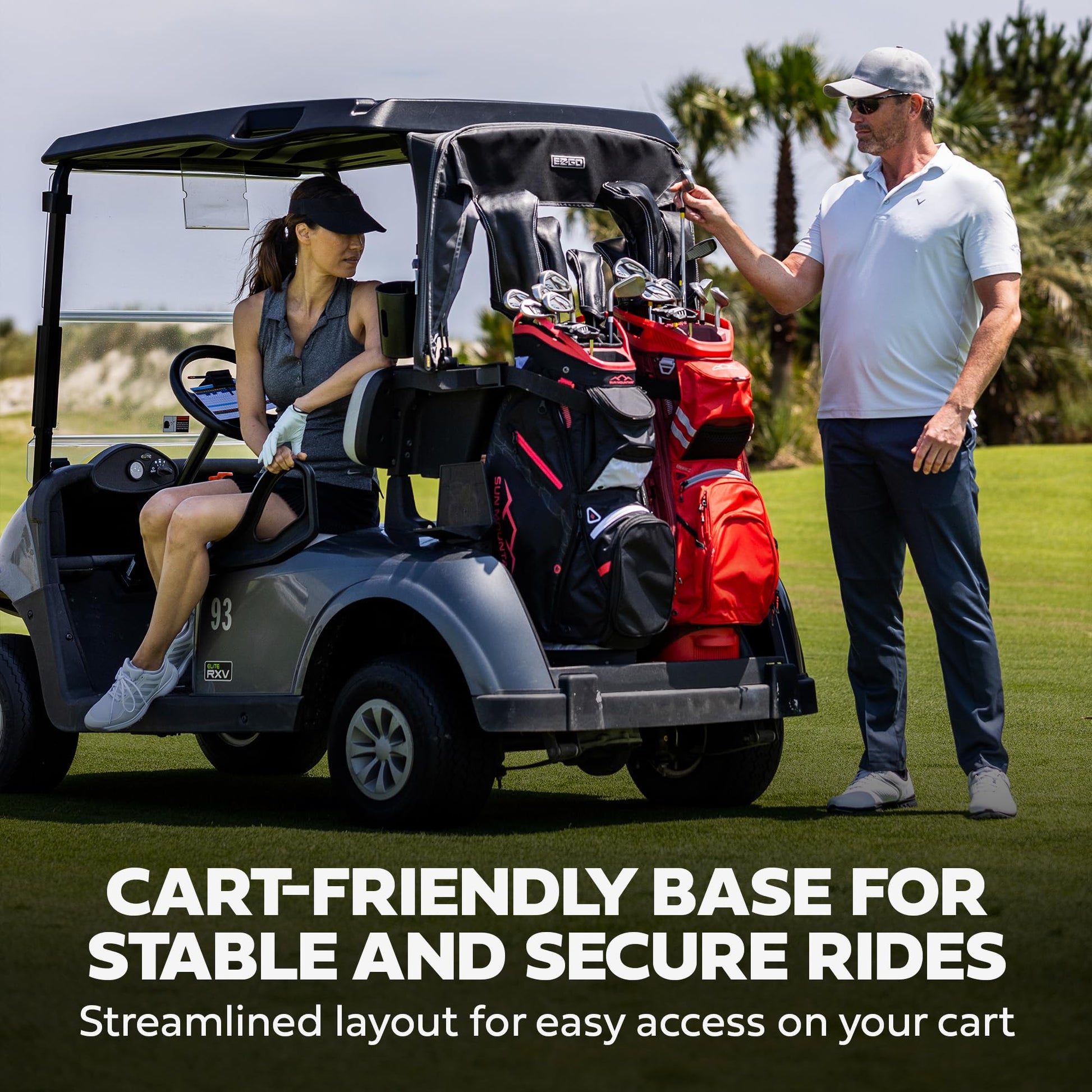 Ad image of Sun Mountain travel bag features