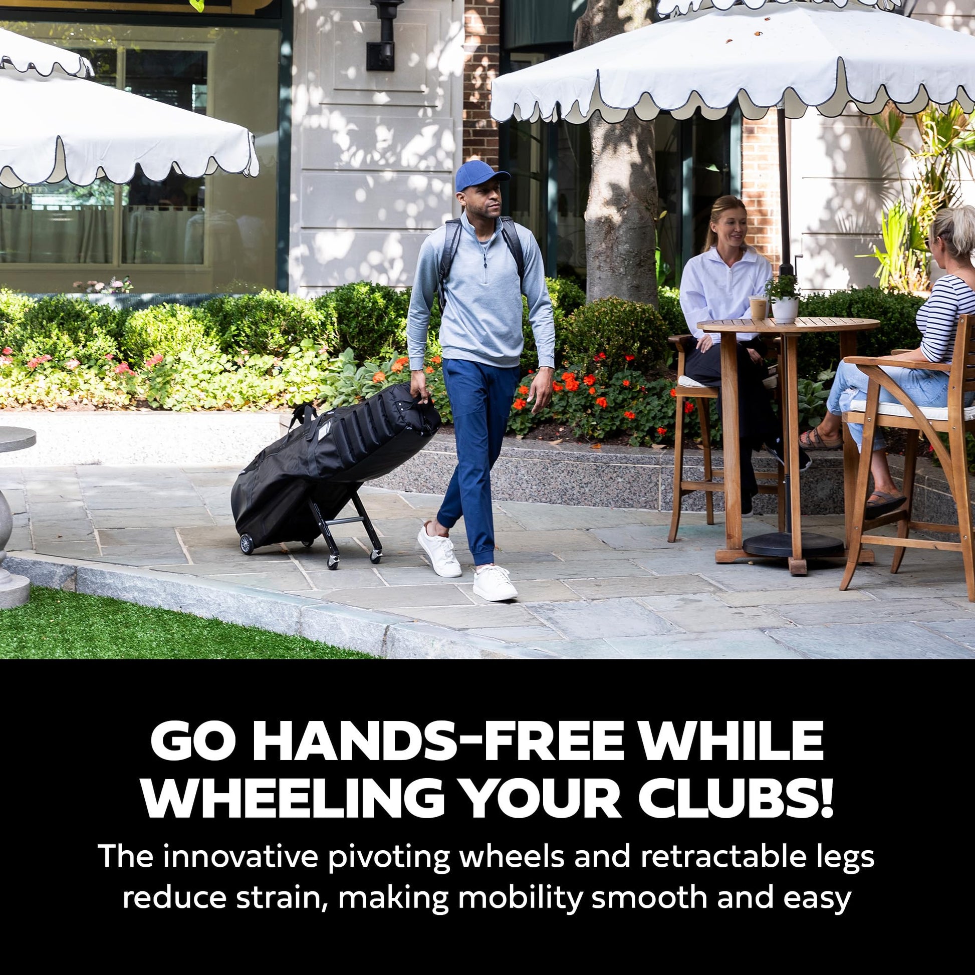 Ad image of Sun Mountain travel bag features