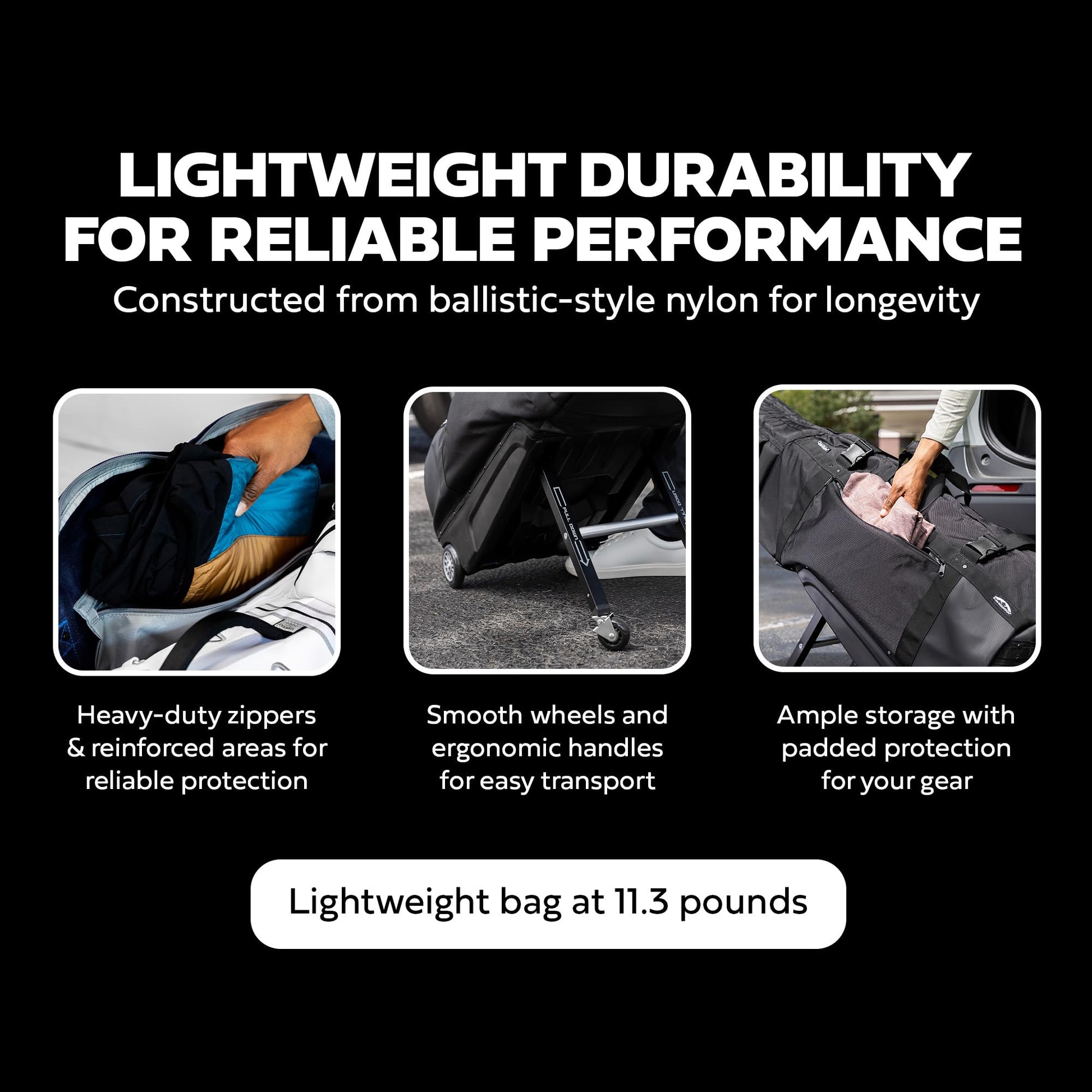 Ad image of Sun Mountain travel bag features