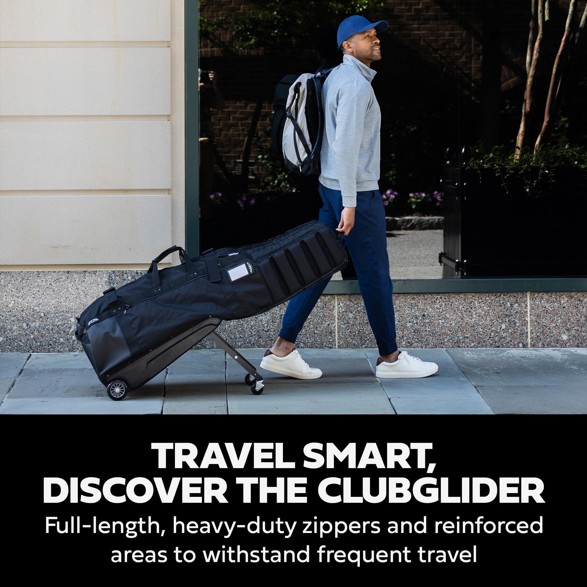 Ad image of Sun Mountain travel bag features