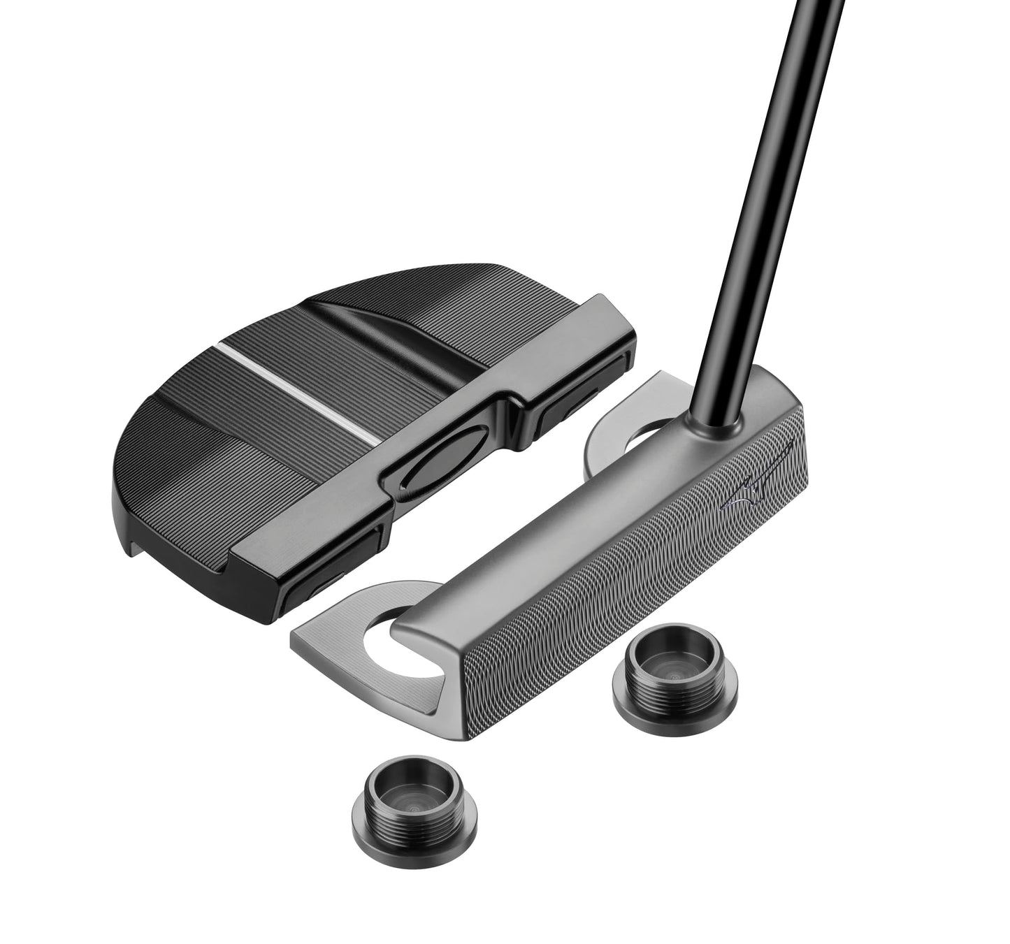 A product image showcasing the adjustability of the Mizuno M Craft X Putter on a white background
