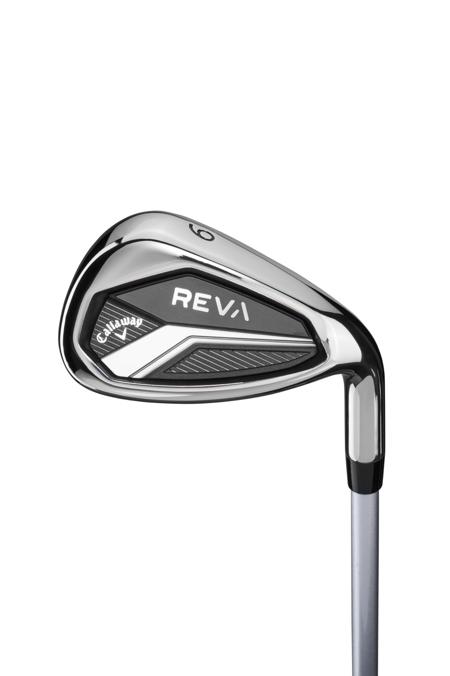 Golf club with 'REVA' branding on a white background