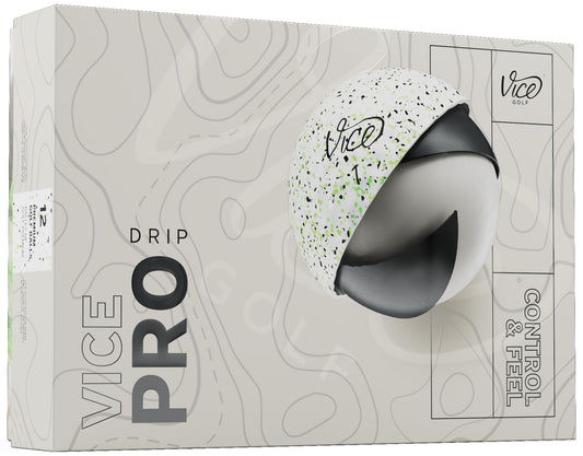Vice Pro golf ball packaging with a golf ball on top