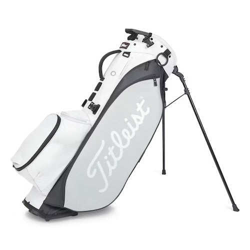 Titleist golf bag with stand on a white background