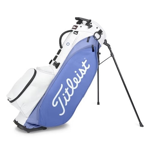 Titleist golf bag with stand on a white background