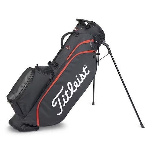 Titleist golf bag with stand on a white background