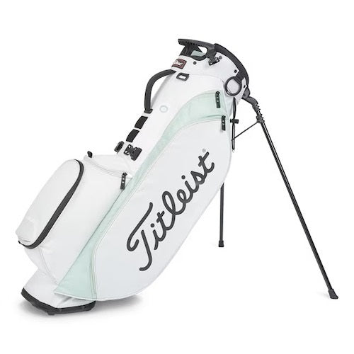 White golf bag with 'Titleist' branding on a white background
