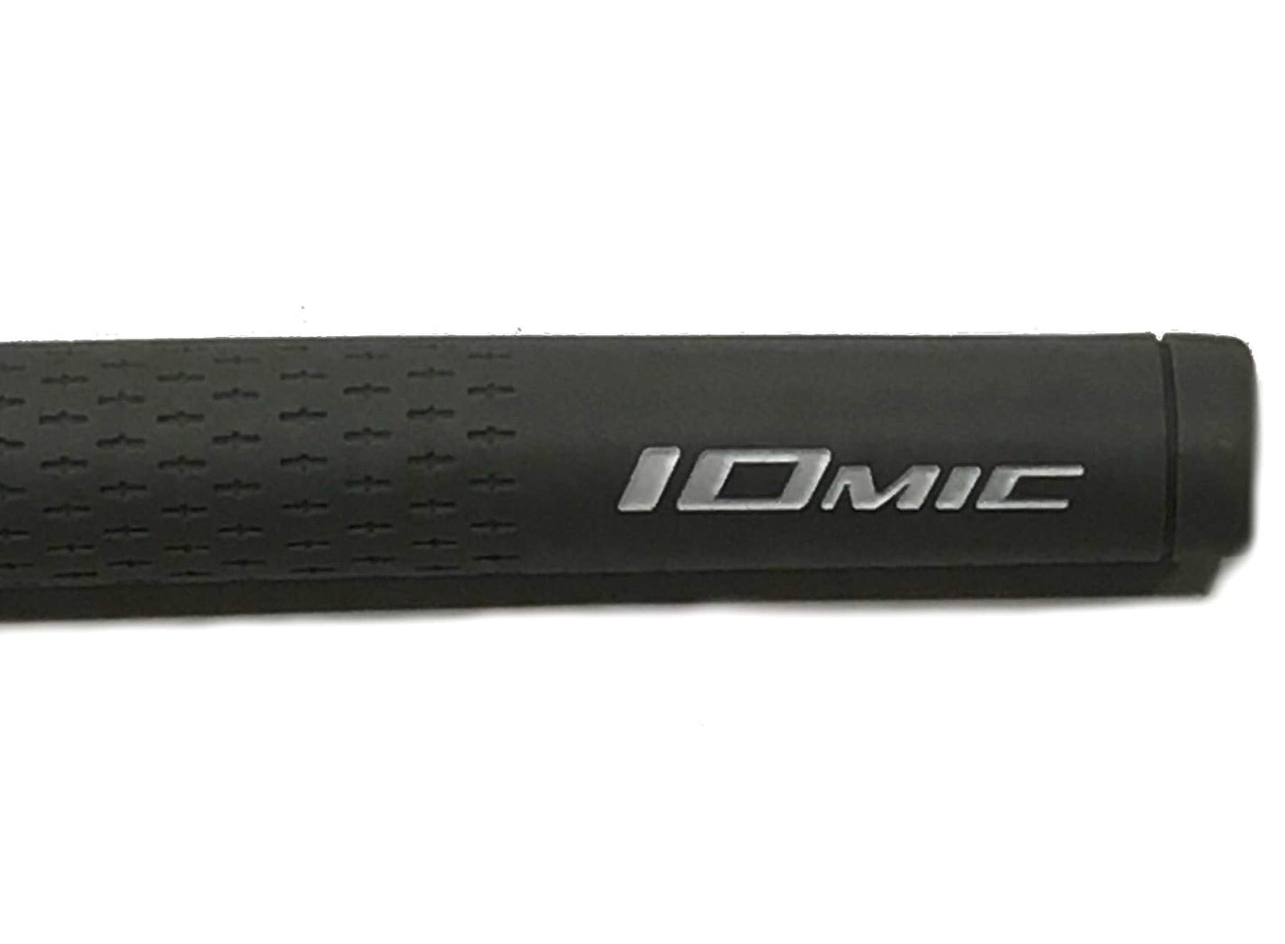 Product image of a black Iomic golf grip on a white background