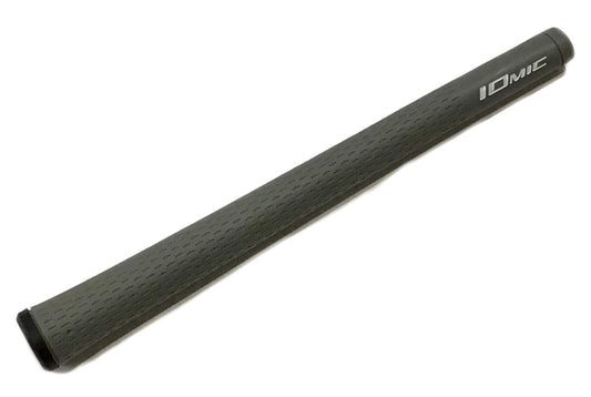 Product image of a black Iomic golf grip on a white background