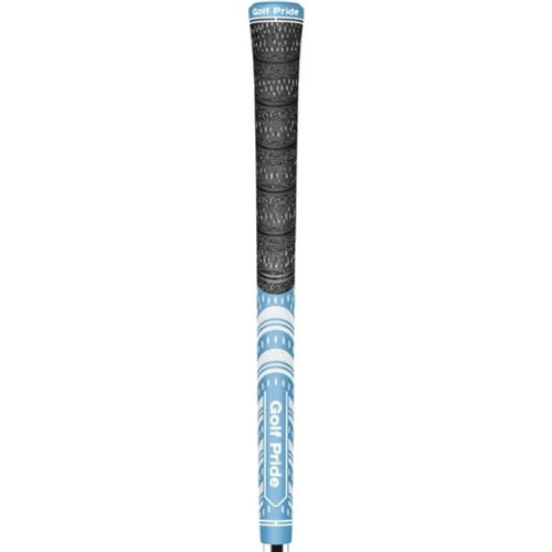 Product image of a blue and black Golf Pride golf grip on a white background