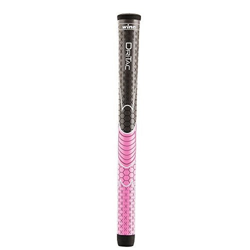Winn golf club grip with black and pink design on a white background