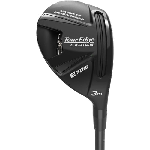 Product image of a Tour Edge golf hybrid on a black background