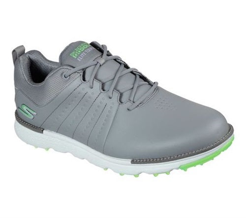 An image of Skechers Go Golf Elite Tour SL - 214004 - Gray / Lime - 8.5 on a white background